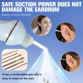 BIZOI Elektrische Ohrenschmalz Entferner Vakuum, Sicherer Schmerzloses Ohrreiniger, Entferner Vakuum mit Led-Licht, 5 Waschbaren Ersatzköpfen für Kinder, Erwachsene, Familien, Reisen, Schlafsaal