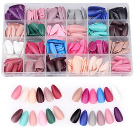 JUSTOTRY 24 Packs (576 Pieces) Matte Square Nails for Sticking, Short, Press On Nails Set with Nail File, Acrylic False Nails, Fake Nails, Short, Square Fingernails, Artificial Nails for Women