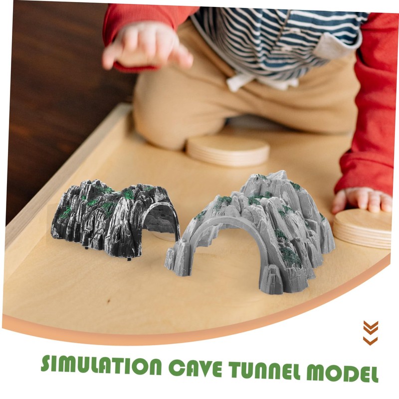 jojofuny 2Pcs Train Tunnel Model Realistic Cave Accessory for Railway