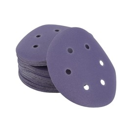 VekAuto 50 Stk. Schleifscheiben, 6" 6 Loch 120 Körnung Klett-Schleifpapier Universal für Metall, Holz, Automobilreparatur Haltbarkeit Keramik-Polyester-Film Lila