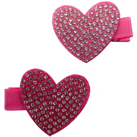 Topkids Accessories Diamante Heart Hair Clips Women and Girls, Hair Accessories for Women, Pink Hair Clips, Small Hair Clips, Mini Hair Clips, Kids Hair Accessories (Fuchsia)