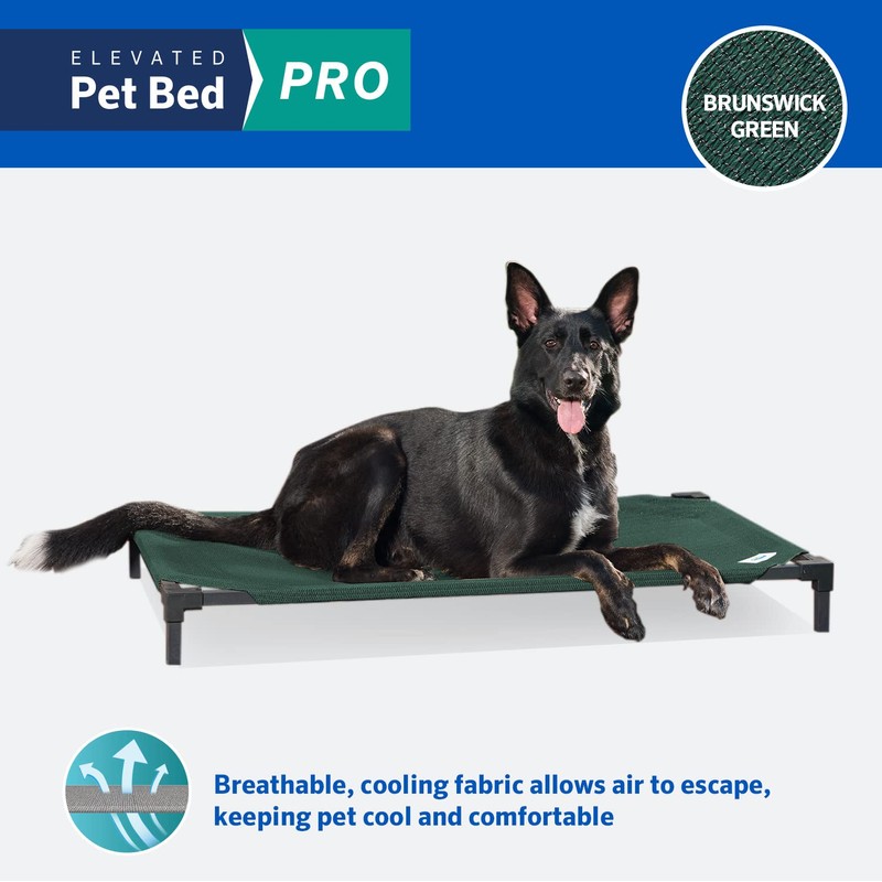 Coolaroo Pro Elevated Dog Bed - Low-Profile Access, Moisture-Resistant Cover,