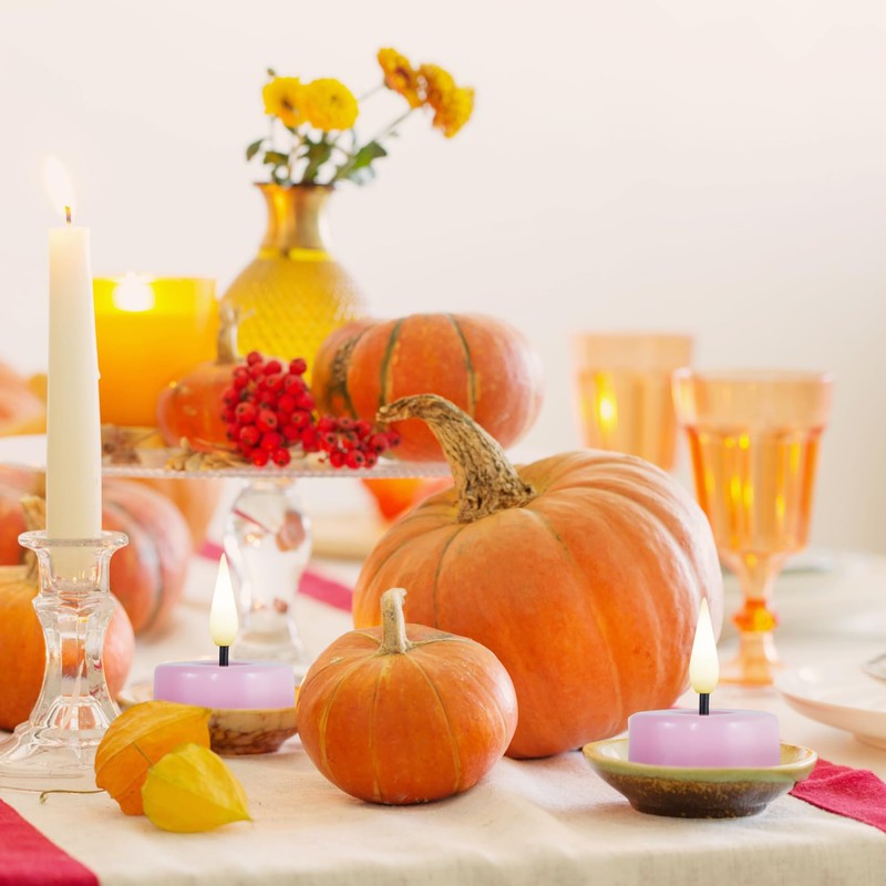 Eywamage Pink Flameless Wax Tealights with Remote Timer, Flickering LED