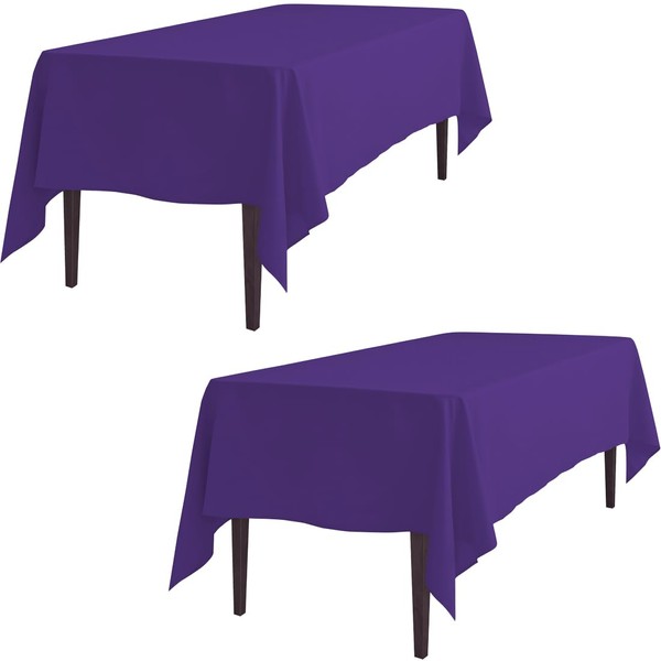 LTC LINENS 2 Pack Purple Rectangular Tablecloths 70 x 120
