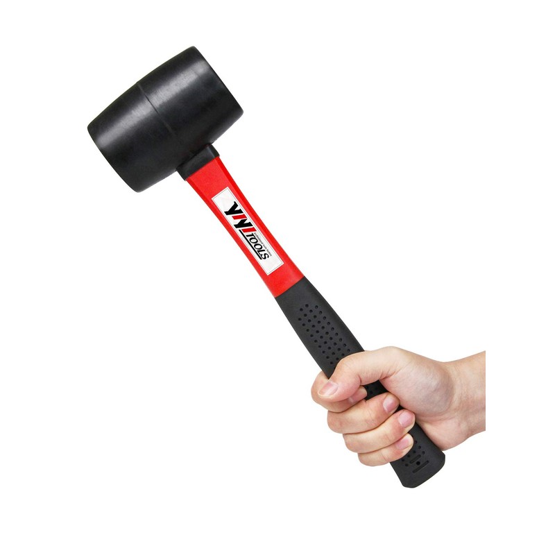 YIYITOOLS YY-2-005 Rubber Mallet Hammer With fiberglass Handle–16-oz, black