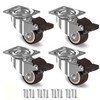 Zalslei Plate Type Caster with Brake, 1.25 Inches, 360 Degree