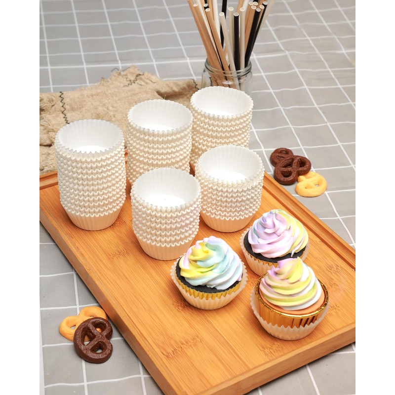 Gcardist 500-Count White Cupcake Liners Muffin Linner No Smell, Food