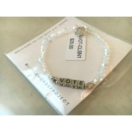 Little Words Project " VOTE " Beaded Stretch Bracelet Size S/M