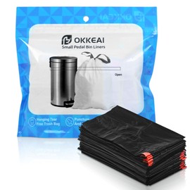 OKKEAI 20L Black Bin Bags Drawstring Bin Liners with Strong Handles Heavy Duty Black Rubbish Bags Strong 60Count Trash/Garbage Bags