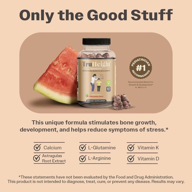 TruHeight Growth Gummies (Watermelon) Tall Nutrition for Natural Growth Supplement