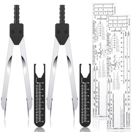 Tondiamo 2 Sets EKG Calipers and EKG Ruler Combination Set ECG Calipers Drafting Electrocardiogram Divider ECG Calipers Measuring Tool for Nursing (Black and Clear)