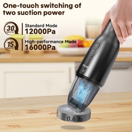 Wkzay Cordless Handheld Vacuum Cleaner - 16,000Pa Suction Power, 1.1 lbs Lightweight, Compact - Ideal for Home, Office, Car, Small Spaces, Pet - Quiet, HEPA Filters, Long Battery Life