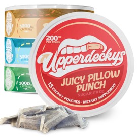 Upperdeckys, Multi-Pack Caffeine Energy Pouches - 4 Flavors, Sugar Free Nootropic Pouches and Delicious Flavor - Replacement/Alternative for Focus and Energy, Made in USA (4-Pack, 200mg)