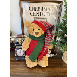 LICHADUOLE 14inch Doll Clothes for Bartholomew Bear and Bashful Bunny,Teddybear Christmas Outfits,Clothes only Without Doll (4pc Includes 1 Doll Santa hat, 1 Scarf, 1 Jumpsuit ,1sweater )