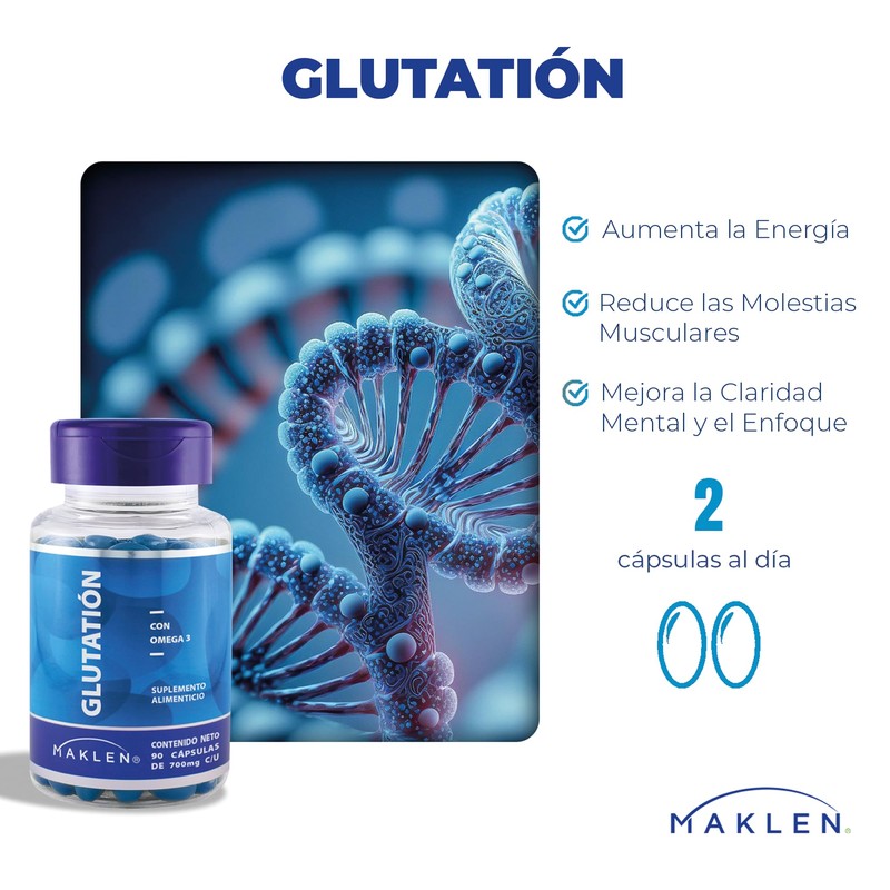 GLUTATHIONE | Glutatión Puro con Omega 3 | 90 Capsulas