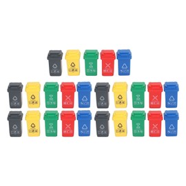 25pcs Mini Trash Can Toy Tiny Size Mix Color Plastic Curbside Garbage Trash Bin Toy for 1:12 Dollhouse Decoration