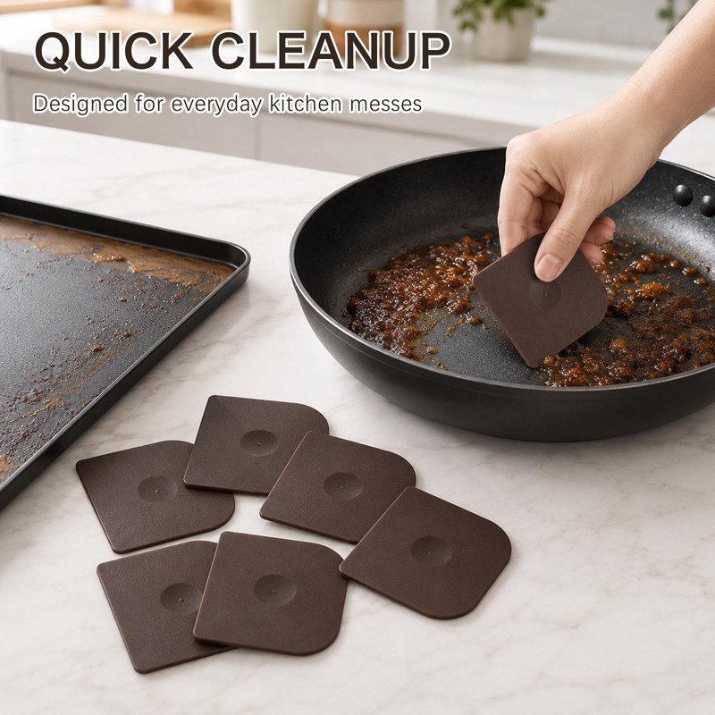 7 Pcs Plastic Pan Scraper Set, Non-Scratch Pot Scrapers for
