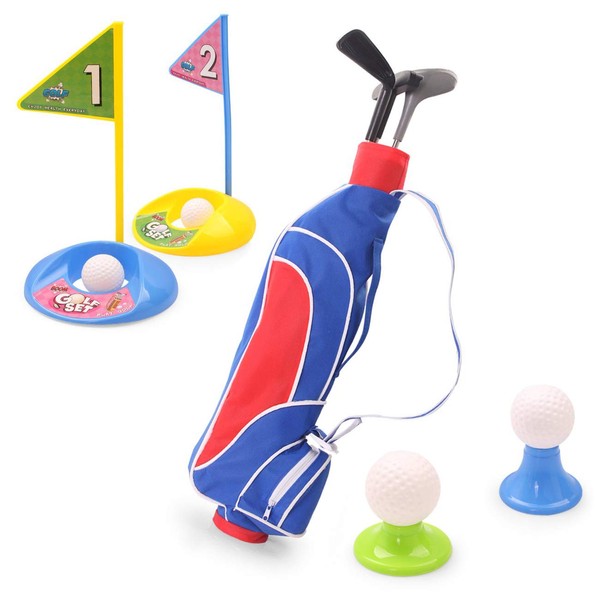 Kids Golf Clubs,Toddler Golf Set,Mini Golf Set,3 Clubs,1 Bag,4 Balls,2 Holes, 2 Stands,Indoor Outdoor Sport Toys,Easy to Carry, Light and Safe,Gift for Chider Ages 2 3 4 5+