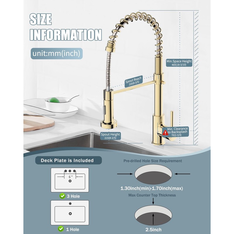 Casavilla Kitchen Faucet, Commercial Kitchen Sink Faucets with Pull Down