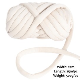 Arm Knitting Wool 500 g for Hand Knitting Chunky XXL Wool Yarn Tube Yarn Crochet Wool Tube Yarn for Crochet for Deck Chunky Knit Soft Wool Yarn Pet Bed Sofa Roving Yarn (Milky White)