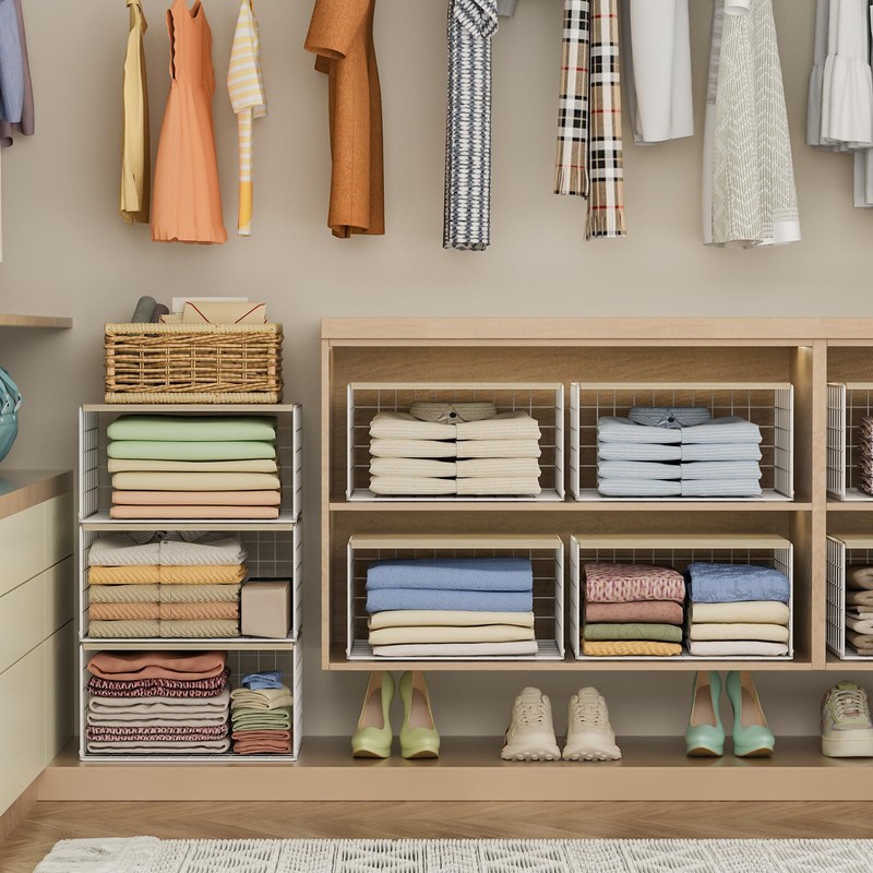 Extra-Long, Low-Profile Closet Organizers and Storage with Wood Top, 3