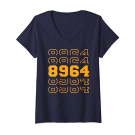 Womens Orange Stacked 8964 Self-Defense Protection V-Neck T-Shirt