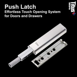 Titus+ PushLatch -Push to Open Door Latch,Push Open System for Cabinet Doors and Drawer (2 Pack)