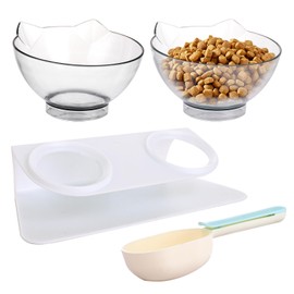 ASelected Raised Cat Bowl with Stand,Cat Bowls with Stand Tilted 15° and scoop,Cat Feeding Bowl for Kittens Elevated Cat Bowl Anti Vomiting and over-turned,Feeding and Water Supplies for Cat