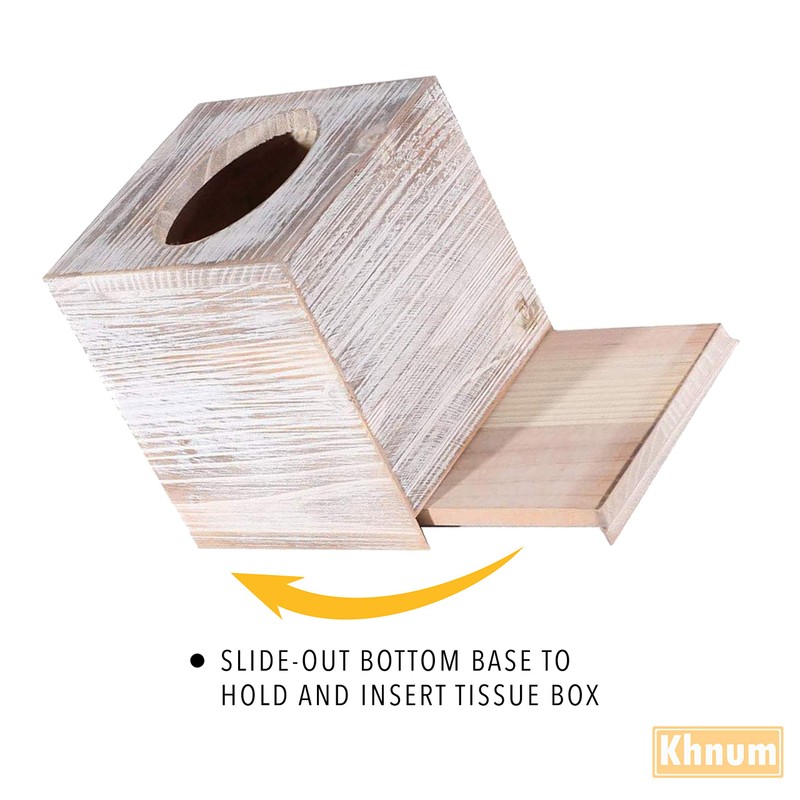 Rustic White Barnwood Tissue Box Cover: Tissue Cube Box Includes