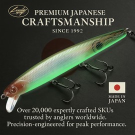 LUCKY CRAFT SW FlashMinnow 110, 621 Super Glow Blue-Pink Sardine, Saltwater Fishing Lures, Jerkbait Surf Fishing Gear, Halibut and Bass Lures, Suspending Topwater Lure