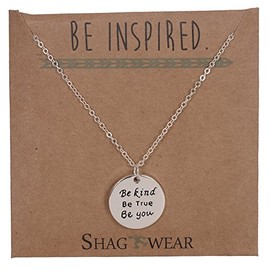Shag Wear Be Inspired Stamped Quote Pendant Necklace (Be Kind, Be True, Be You)