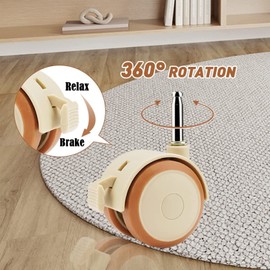 Exsbtay Set of 4 Swivel Castors for Cribs, Wheels with Brake, Cribs, Double Castors, No Noise, for Small Sofas, Cradles, Prams, Chairs, Work Tables, Toy Shelves