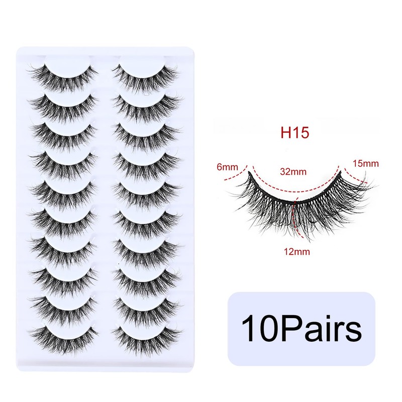 YPYMOD 10 Pairs of False Eyelashes, Natural Eyelashes, Wispy Lashes,