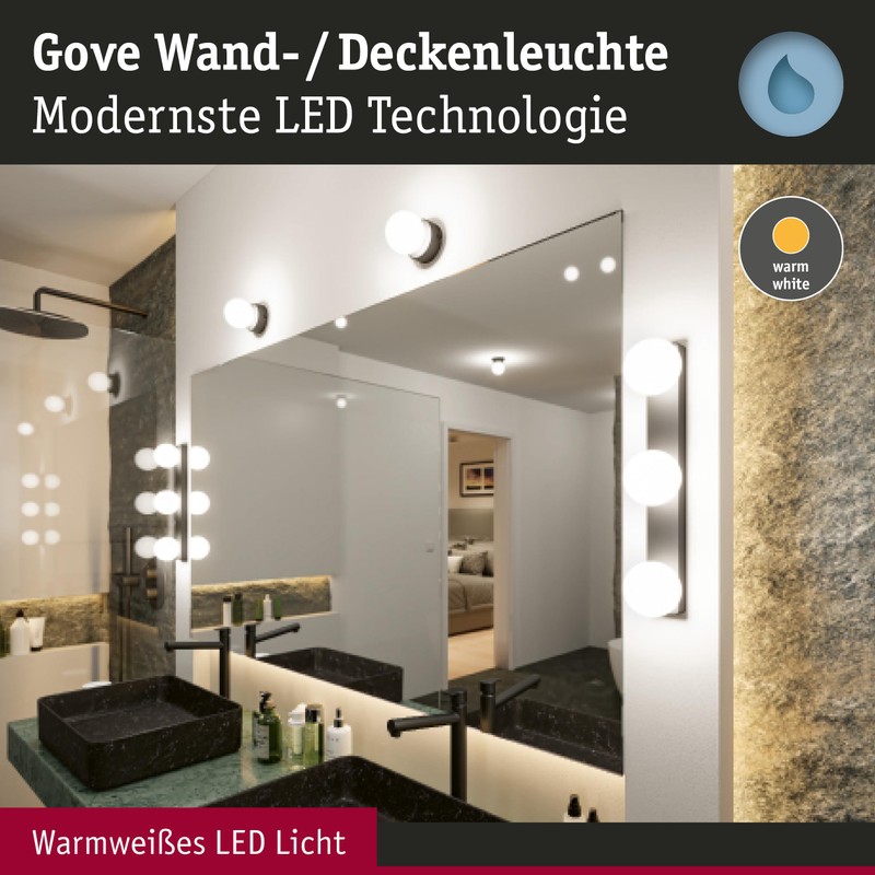 Paulmann 71071 LED Ceiling luminaire Selection Bathroom Gove IP44 3000K