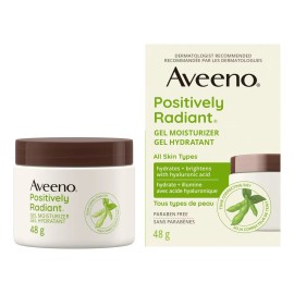 Aveeno Positively Radiant Daily Gel Facial Moisturizer Con Á Crema De Noche Hidratante Intensiva Positively Radiant De Aveeno Con Complejo Total De Soja Y Vitamina B3 Sin Aceite Y No Grasosa