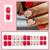 Flower Press On Nails Short Square Fake Nails Red Spring