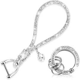 Bonito llavero de muñeca para mujer, accesorios de llavero de cristal, cordón de muñeca brillante para llaves, llave de coche
