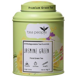 Tea People Jasmine Green -20 Tea Pyramids in Tin Caddy, JG-20TP