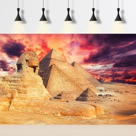 Riivvdise Pyramids with Sphinx Aquarium Background Sunset Great Sphinx and The Pyramids Terrarium Background The Great Egyptian Pyramids Fish Tank Background Sphinx Reptile Habitat Background 36x24in