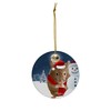 Festive Winter Night Pet and Snowman Ornament - Brown Hamster