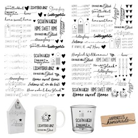 FloraVigo Rub On Sticker Approx. A5 19 x 14 cm Saying Decoration for Birthday, Keraflott, Wedding, Home, Wiping Film for Furniture, Glass, Wood, Photo Album, DIY Decoration, Sticker Aesthetics (4