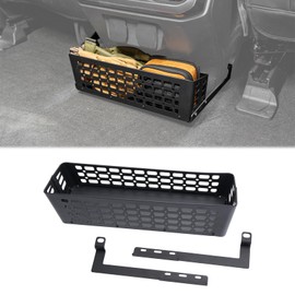 OMU 1 Pack Metal Rear Seat Storage Box Compatible with Ford F150 2021-2025,Removable Back Seat Organizer Car Floor Console Organizer Tray with Tactics Style for F150 Accessories(Black)