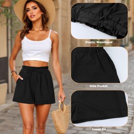 Neteson Women's Summer Short Muslin Shorts, black, M