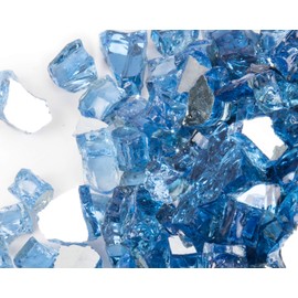 GASPRO 20 Pound Fire Pit Glass, Reflective Blue Fire Glass for Propane Fire Pit, Fireplace, 1/2inch Tempered Pacific Blue Fireglass
