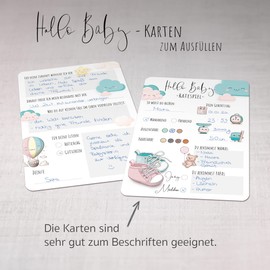 beriluDesign Baby Shower Game - 25 Cards to Fill In - High Quality Baby Shower Guessing Game in Neutral Design