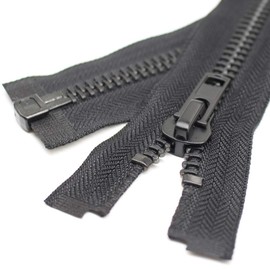 YaHoGa #10 16 pulgadas de níquel negro separador de la chamarra con cierre grande de metal con dientes en Y cremalleras de metal resistentes para chaquetas, abrigos de costura, manualidades (16 pulgadas de níquel)