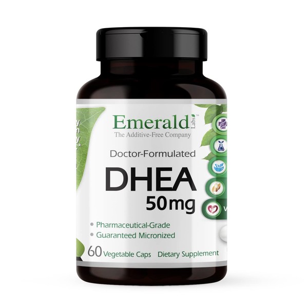 Emerald Labs DHEA 50mg - Dietary Supplement with DHEA Dehydroepiandrosterone and Tocotriene Complex for Cognitive Function, Metabolism & Healthy Hormone Levels - 60 Vegetable Capsules