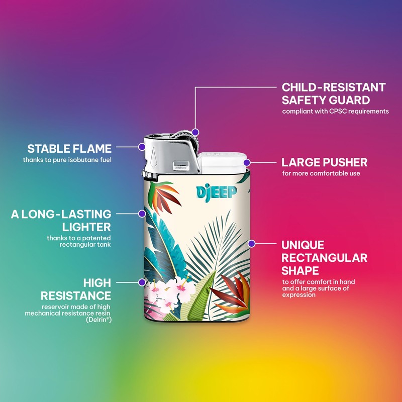 DJEEP Pocket Lighters, Vibrant Collection Textured Metallic, Colorful Unique Lighters,