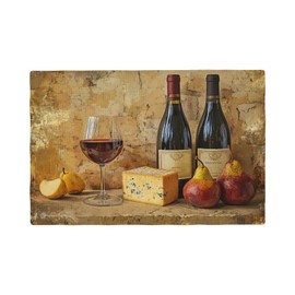 Arevigh Retro Red Wine Placemats Set of 4 Washable Table Mats Vintage Mid Century Heat-Resistant Cotton Linen Place Mats for Dining Table Kitchen Indoor Outdoor Party Holiday Décor