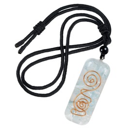 Nupuyai Adjustable Healing Orgone Crystal Pendant Necklace for Women Men, Crystal Amulet Stone Pendant with Black Rope 18-24", Aquamarine Crystal Stone